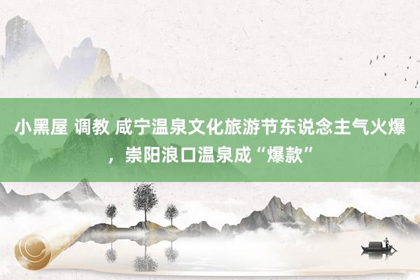 小黑屋 调教 咸宁温泉文化旅游节东说念主气火爆，崇阳浪口温泉成“爆款”