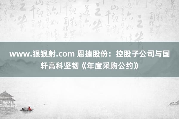 www.狠狠射.com 恩捷股份：控股子公司与国轩高科坚韧《年度采购公约》