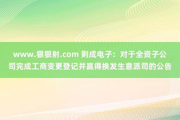 www.狠狠射.com 则成电子：对于全资子公司完成工商变更登记并赢得换发生意派司的公告