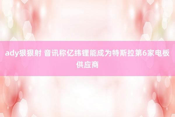 ady狠狠射 音讯称亿纬锂能成为特斯拉第6家电板供应商