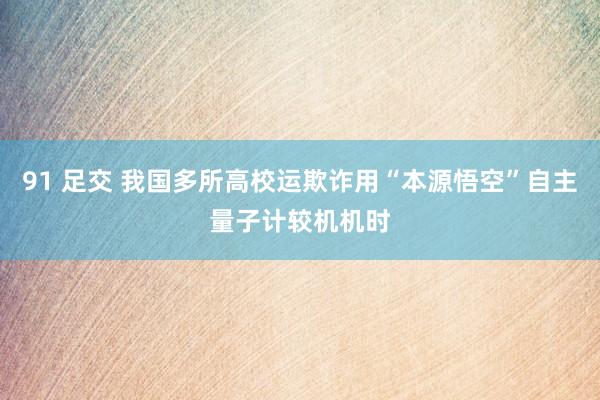 91 足交 我国多所高校运欺诈用“本源悟空”自主量子计较机机时