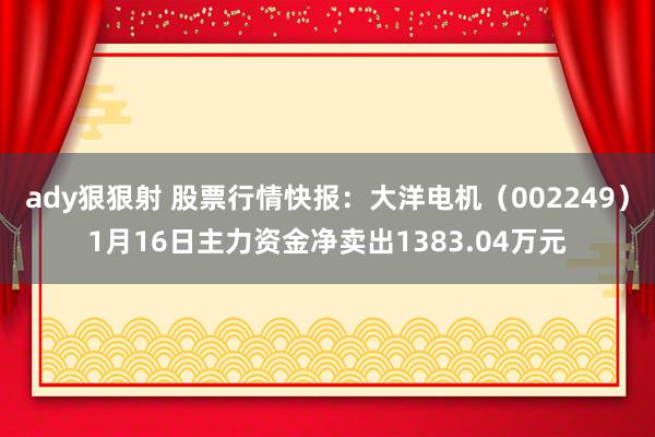 ady狠狠射 股票行情快报：大洋电机（002249）1月16日主力资金净卖出1383.04万元