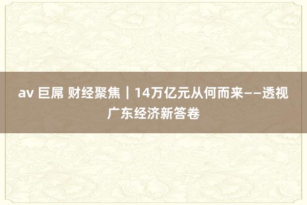 av 巨屌 财经聚焦｜14万亿元从何而来——透视广东经济新答卷