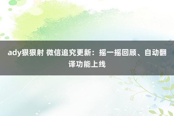 ady狠狠射 微信追究更新：摇一摇回顾、自动翻译功能上线