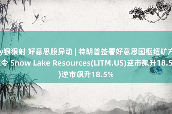 ady狠狠射 好意思股异动 | 特朗普签署好意思国枢纽矿产行政令 Snow Lake Resources(LITM.US)逆市飙升18.5%