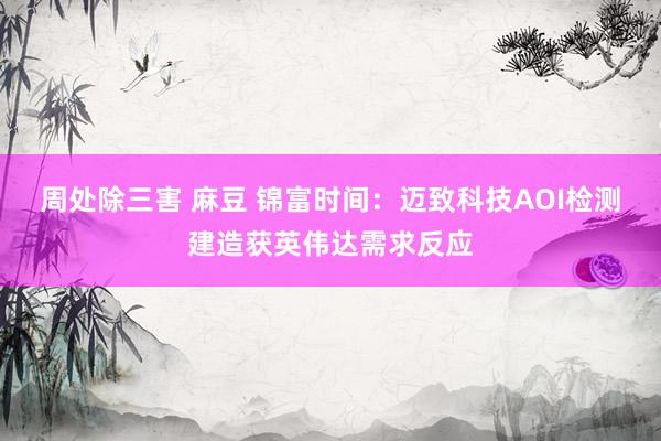 周处除三害 麻豆 锦富时间：迈致科技AOI检测建造获英伟达需求反应