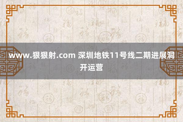 www.狠狠射.com 深圳地铁11号线二期进展洞开运营