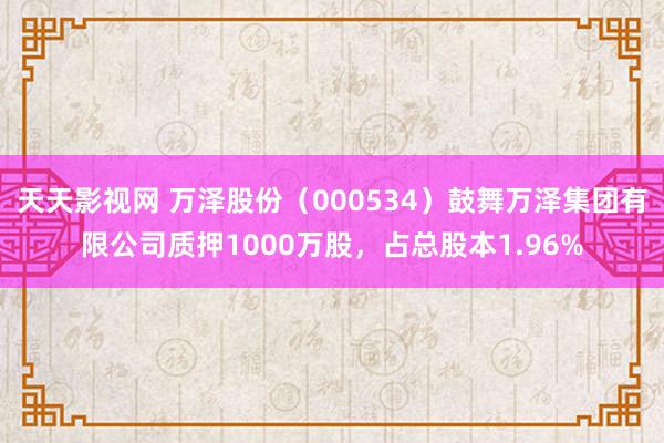 天天影视网 万泽股份（000534）鼓舞万泽集团有限公司质押1000万股，占总股本1.96%