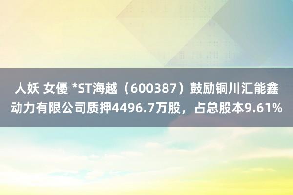 人妖 女優 *ST海越（600387）鼓励铜川汇能鑫动力有限公司质押4496.7万股，占总股本9.61%