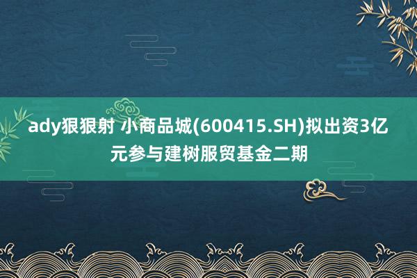 ady狠狠射 小商品城(600415.SH)拟出资3亿元参与建树服贸基金二期