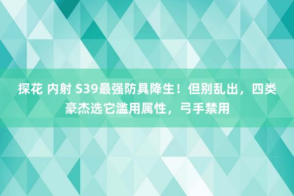 探花 内射 S39最强防具降生！但别乱出，四类豪杰选它滥用属性，弓手禁用