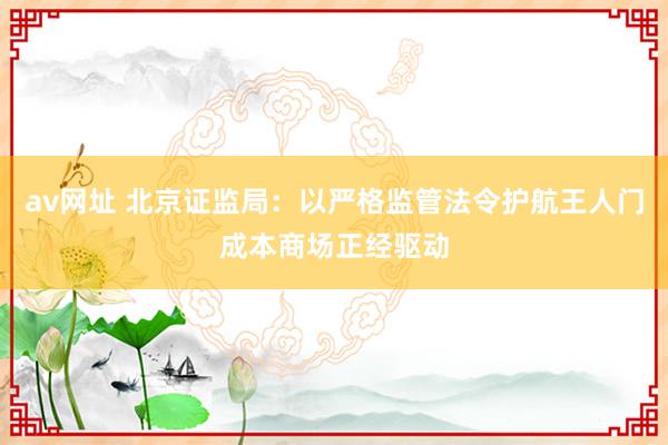 av网址 北京证监局：以严格监管法令护航王人门成本商场正经驱动