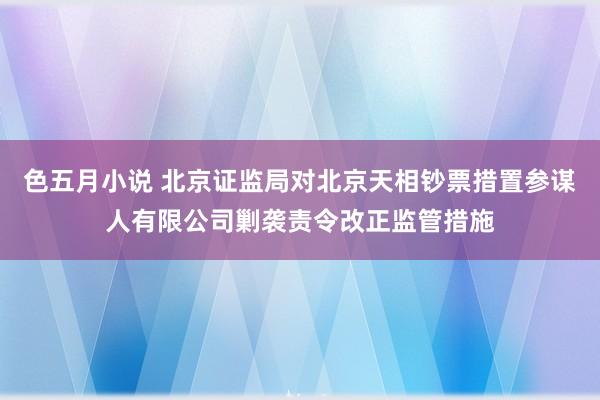 色五月小说 北京证监局对北京天相钞票措置参谋人有限公司剿袭责令改正监管措施