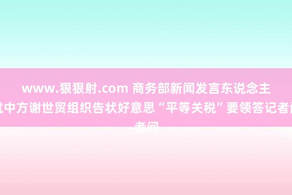 www.狠狠射.com 商务部新闻发言东说念主就中方谢世贸组织告状好意思“平等关税”要领答记者问