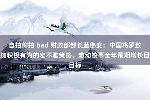 自拍偷拍 bad 财政部部长蓝佛安：中国将罗致愈加积极有为的宏不雅策略，激动竣事全年预期增长目标
